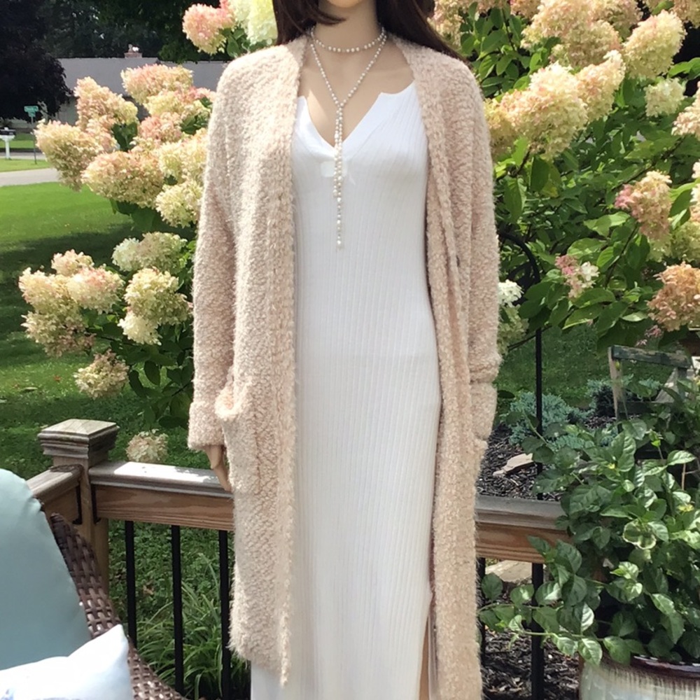 EXTREME SOFT & COZY MIDI CARDIGAN, CREAM with POCKETS - Picture 13 of 13